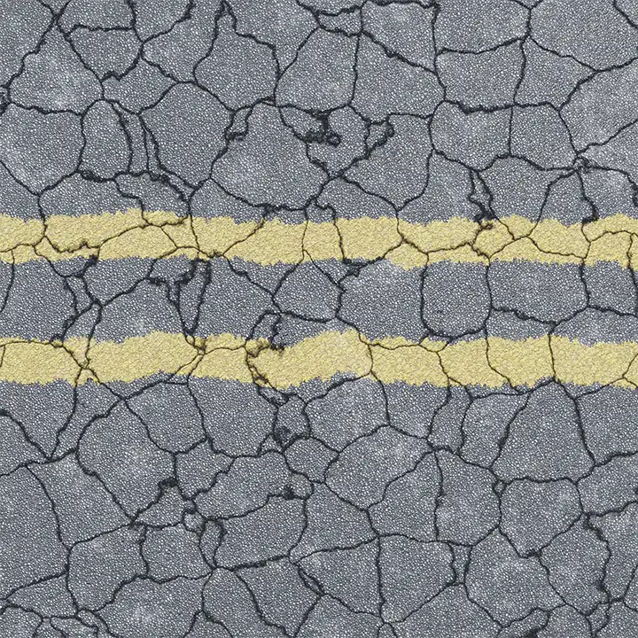 Procedural Cracked Asphalt with Road Lines