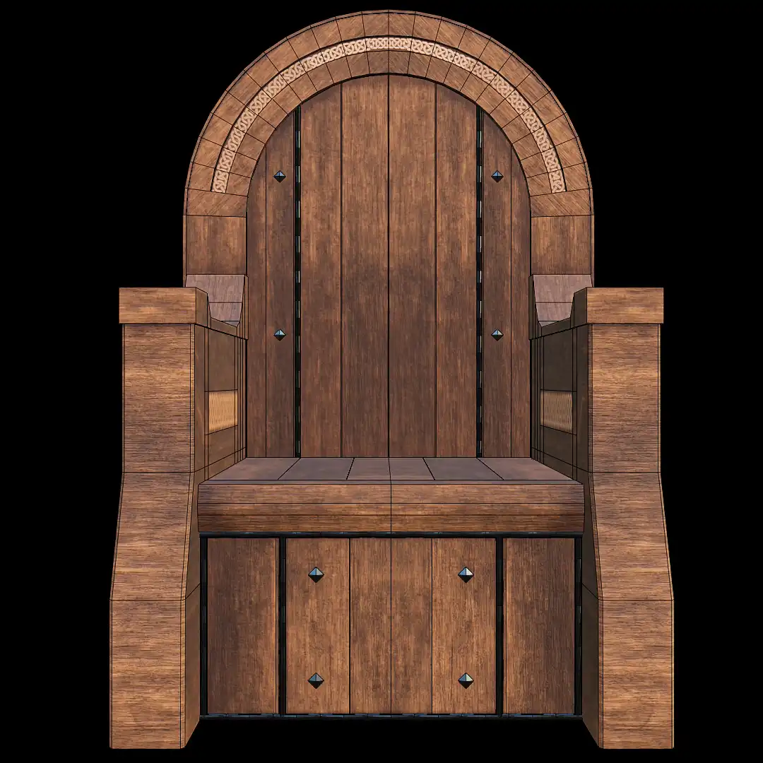 High Poly Medieval Wooden Chair from Ac Valhalla
