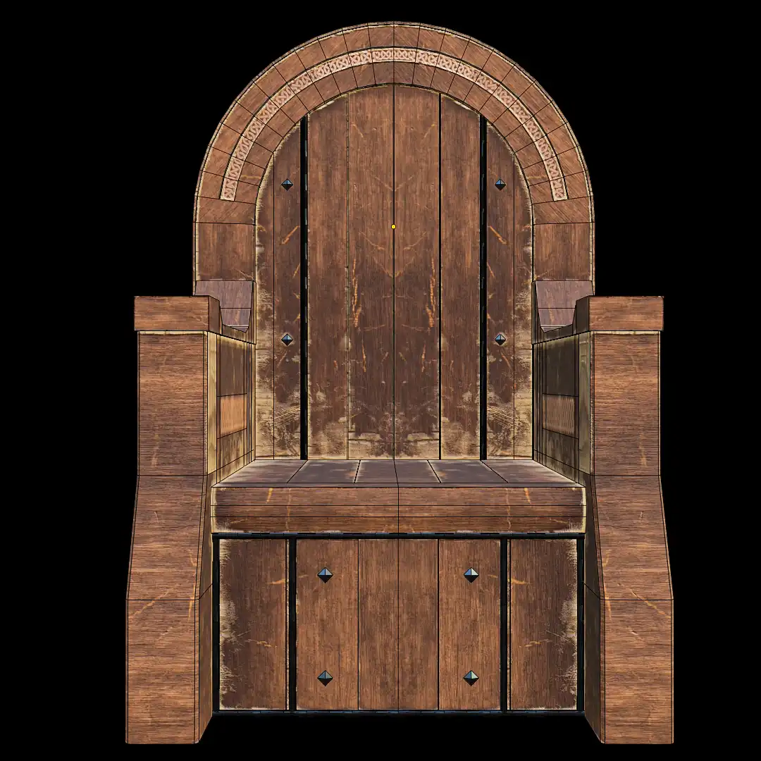 High Poly Old Medieval Wooden Chair from Ac Valhalla