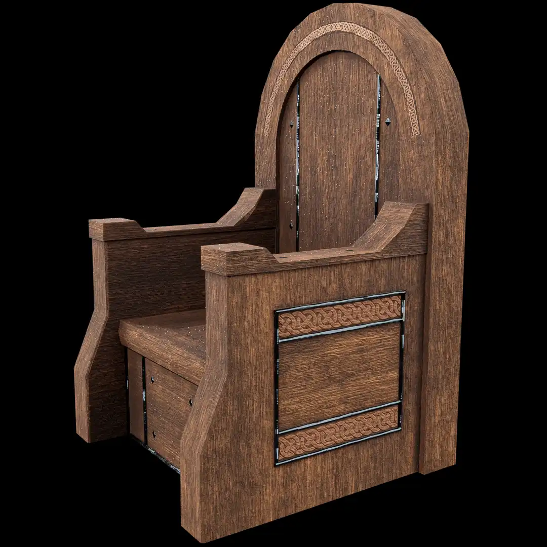 Low Poly Medieval Wooden Chair from Ac Valhalla